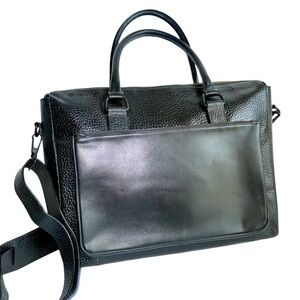 VelRossi Leather Laptop Bag Work Briefcase Black Vel Rossi Italy Italian Pebbled